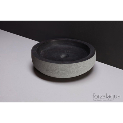 Forzalaqua Verona waskom 40x40x12cm Rond Natuursteen Blauw grijs OUTLETSTORE